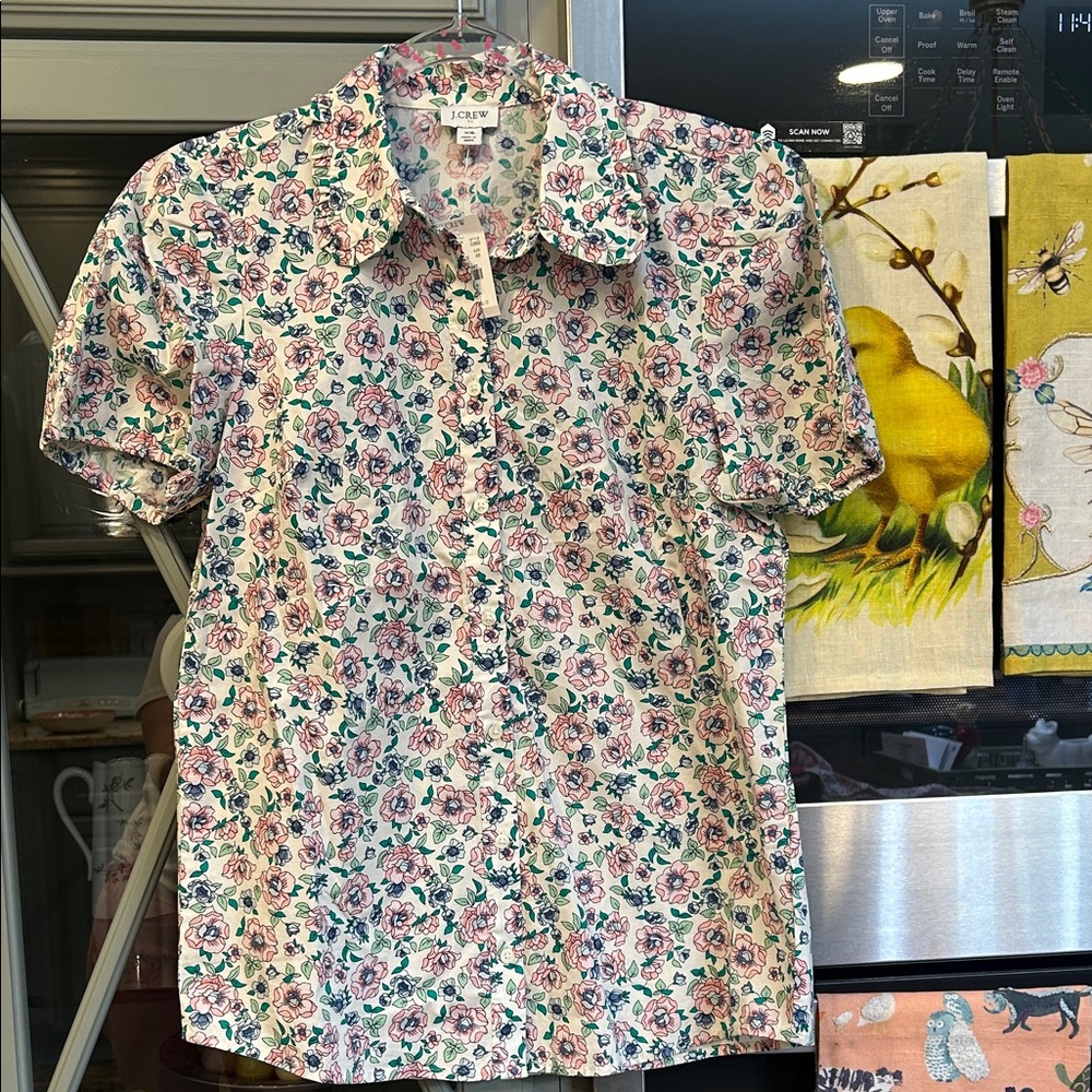 J. Crew Factory Floral Cotton Print Ladies Top XS NWT Cottagecore Farmhouse